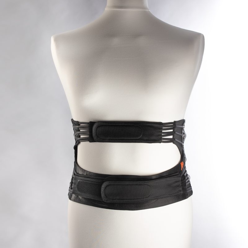 Black High Lumbar corset on mannequin from front
